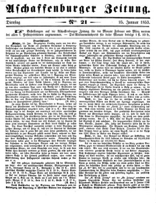 Aschaffenburger Zeitung Dienstag 25. Januar 1853