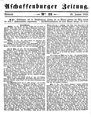 Aschaffenburger Zeitung Mittwoch 26. Januar 1853