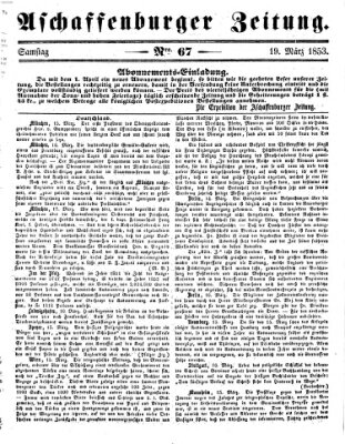 Aschaffenburger Zeitung Samstag 19. März 1853