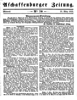 Aschaffenburger Zeitung Mittwoch 23. März 1853