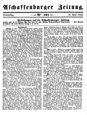 Aschaffenburger Zeitung Donnerstag 28. April 1853