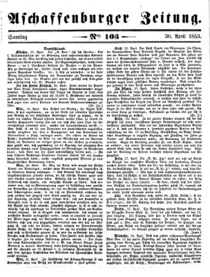 Aschaffenburger Zeitung Samstag 30. April 1853