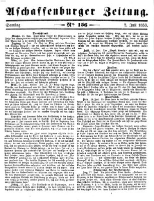 Aschaffenburger Zeitung Samstag 2. Juli 1853