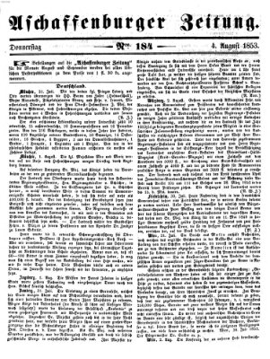 Aschaffenburger Zeitung Donnerstag 4. August 1853