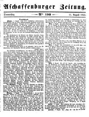 Aschaffenburger Zeitung Donnerstag 11. August 1853