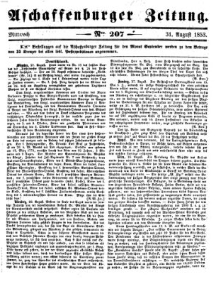 Aschaffenburger Zeitung Mittwoch 31. August 1853