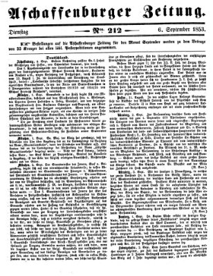 Aschaffenburger Zeitung Dienstag 6. September 1853