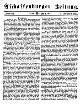 Aschaffenburger Zeitung Donnerstag 8. September 1853