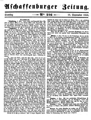 Aschaffenburger Zeitung Samstag 10. September 1853