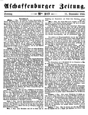 Aschaffenburger Zeitung Sonntag 11. September 1853