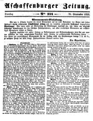 Aschaffenburger Zeitung Dienstag 20. September 1853