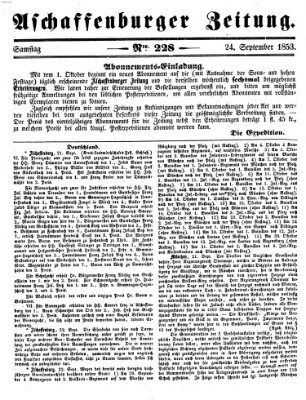 Aschaffenburger Zeitung Samstag 24. September 1853