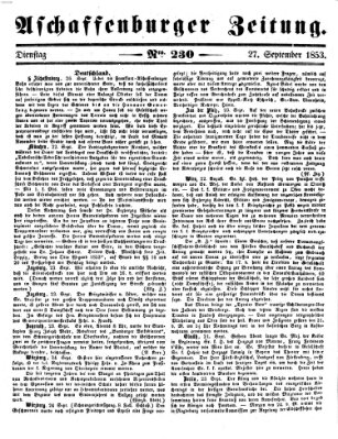 Aschaffenburger Zeitung Dienstag 27. September 1853