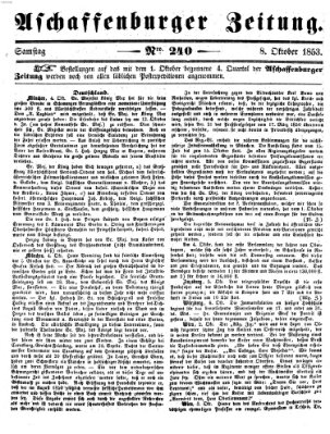 Aschaffenburger Zeitung Samstag 8. Oktober 1853