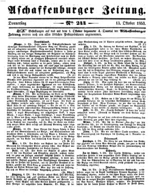 Aschaffenburger Zeitung Donnerstag 13. Oktober 1853