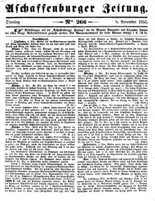 Aschaffenburger Zeitung Dienstag 8. November 1853