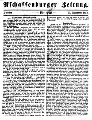 Aschaffenburger Zeitung Dienstag 22. November 1853