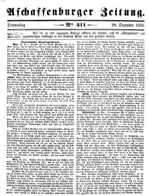 Aschaffenburger Zeitung Donnerstag 29. Dezember 1853