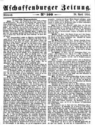 Aschaffenburger Zeitung Mittwoch 26. April 1854