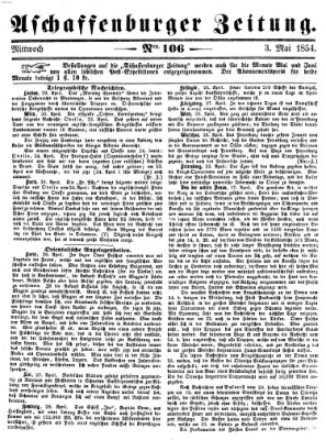 Aschaffenburger Zeitung Mittwoch 3. Mai 1854