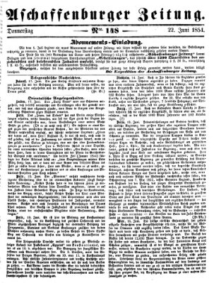 Aschaffenburger Zeitung Donnerstag 22. Juni 1854