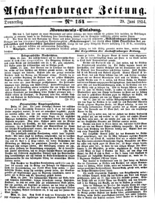 Aschaffenburger Zeitung Donnerstag 29. Juni 1854