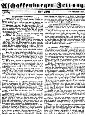 Aschaffenburger Zeitung Dienstag 22. August 1854