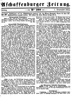 Aschaffenburger Zeitung Freitag 1. September 1854