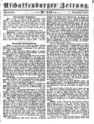 Aschaffenburger Zeitung Donnerstag 7. September 1854