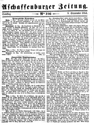 Aschaffenburger Zeitung Samstag 9. September 1854