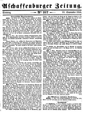 Aschaffenburger Zeitung Sonntag 10. September 1854