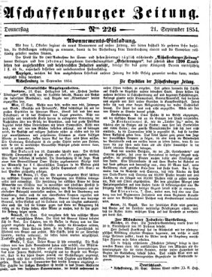 Aschaffenburger Zeitung Donnerstag 21. September 1854