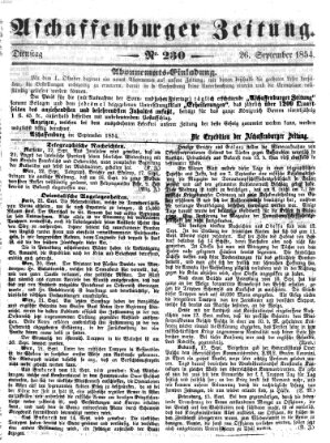 Aschaffenburger Zeitung Dienstag 26. September 1854