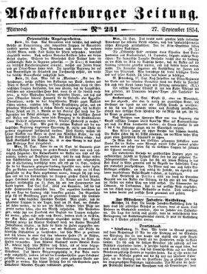 Aschaffenburger Zeitung Mittwoch 27. September 1854