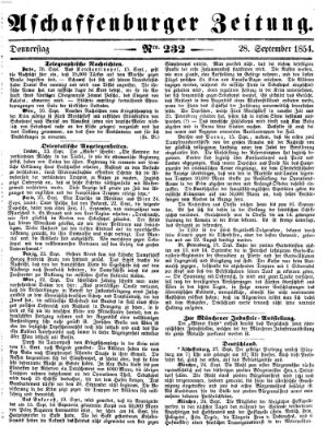 Aschaffenburger Zeitung Donnerstag 28. September 1854