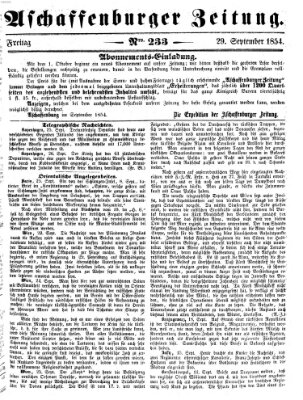 Aschaffenburger Zeitung Freitag 29. September 1854