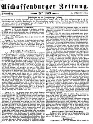 Aschaffenburger Zeitung Donnerstag 5. Oktober 1854