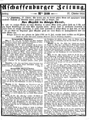 Aschaffenburger Zeitung Freitag 27. Oktober 1854