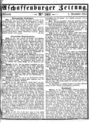 Aschaffenburger Zeitung Mittwoch 1. November 1854