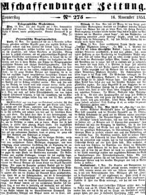 Aschaffenburger Zeitung Donnerstag 16. November 1854