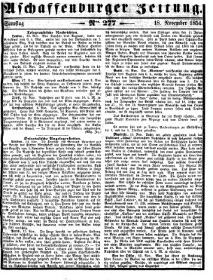 Aschaffenburger Zeitung Samstag 18. November 1854