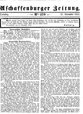 Aschaffenburger Zeitung Dienstag 21. November 1854