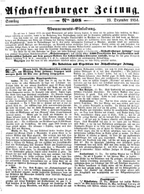 Aschaffenburger Zeitung Samstag 23. Dezember 1854