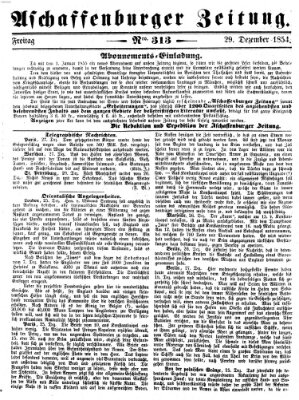 Aschaffenburger Zeitung Freitag 29. Dezember 1854