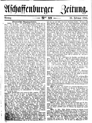 Aschaffenburger Zeitung Montag 26. Februar 1855