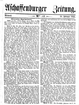 Aschaffenburger Zeitung Mittwoch 28. Februar 1855