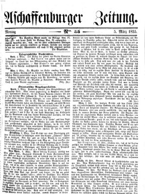 Aschaffenburger Zeitung Montag 5. März 1855