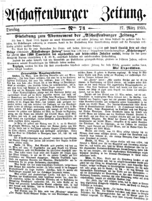 Aschaffenburger Zeitung Dienstag 27. März 1855