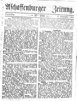 Aschaffenburger Zeitung Donnerstag 6. September 1855