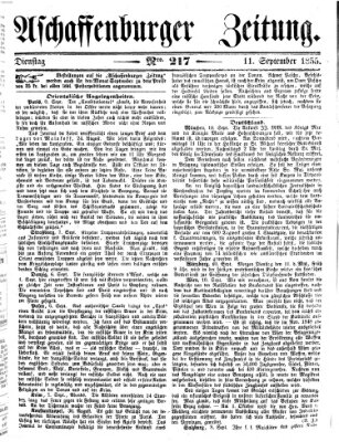 Aschaffenburger Zeitung Dienstag 11. September 1855